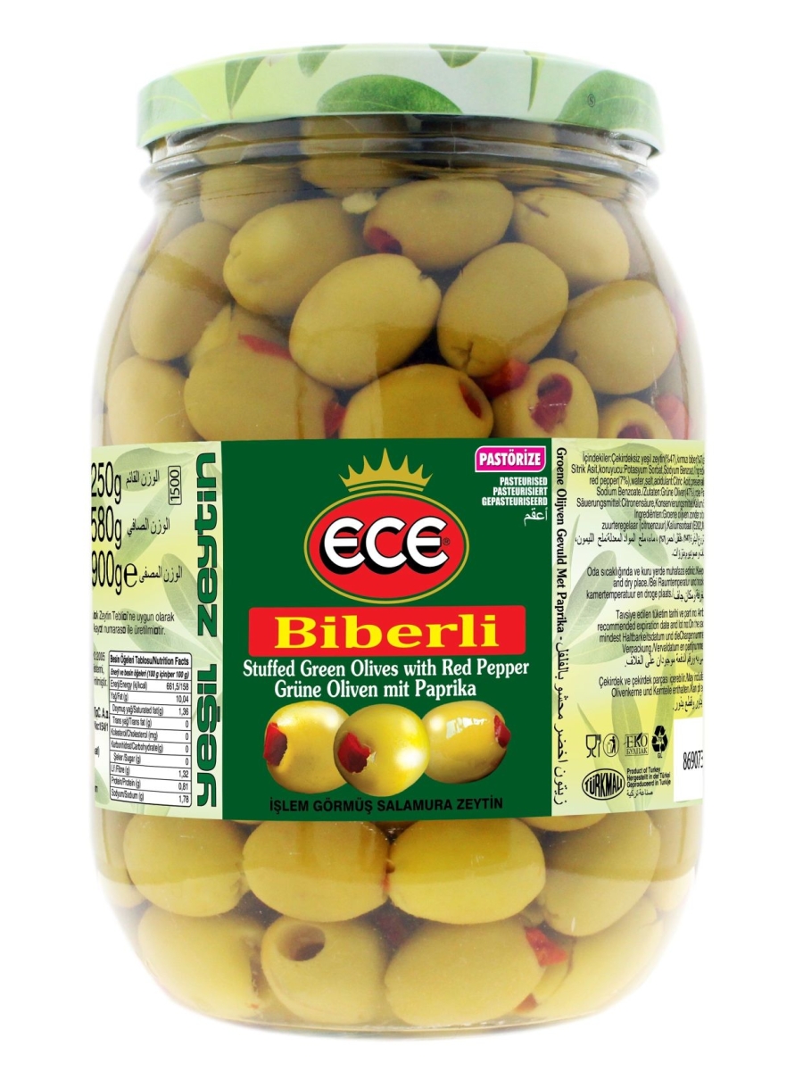 Ece grüne Oliven mit Paprika 1500cc - Mevla Gastronomie Großhandel Wien